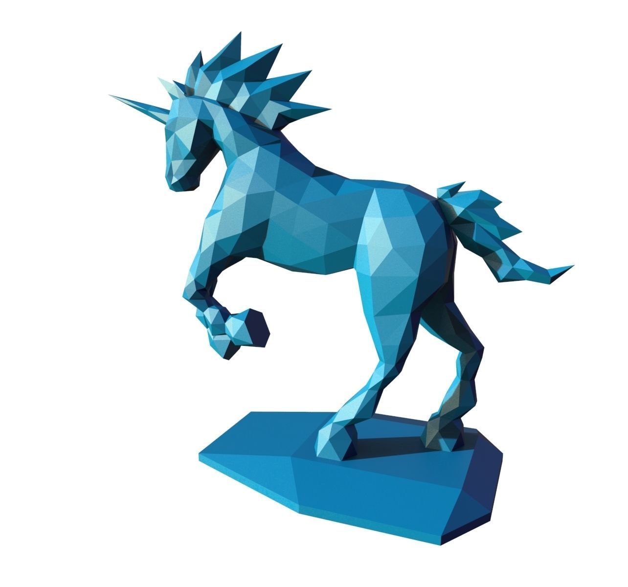 unicorn low poly pepakura 3D print model_4