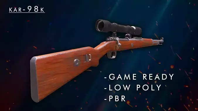 Kar98 low poly sniper rifle Low-poly 3D model