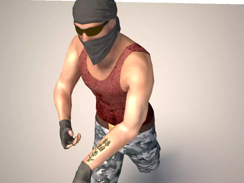 Terrorist character mercenary Low-poly 3D model