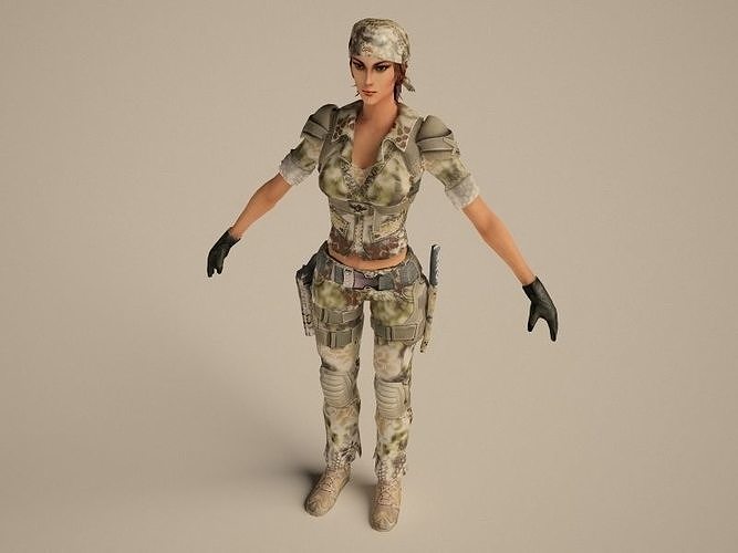 Girl soldier 3D model