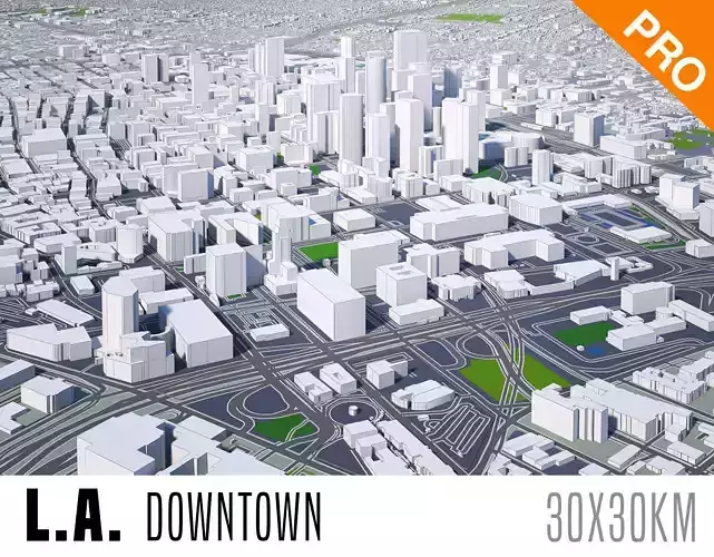 Los Angeles Downtown Center  City Town USA California Low-poly 3D model
