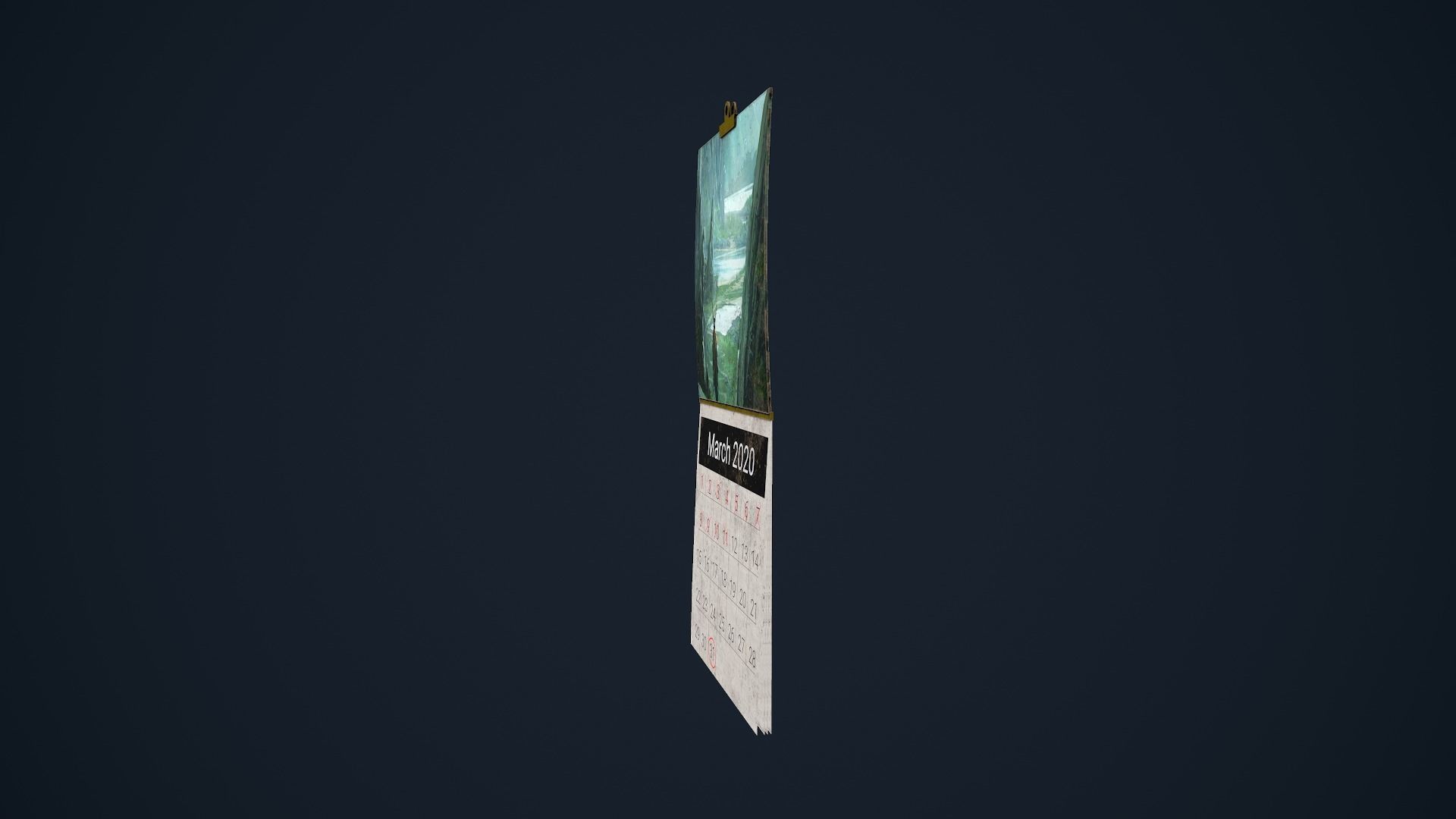 Calendar hanging on wall Low-poly 3D model_7