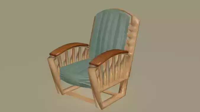 Modern wooden and cotton lounge chair