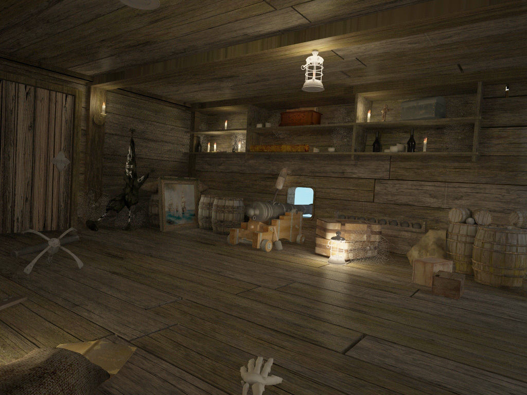 Abandoned pirate ship with weapons 3D model_2