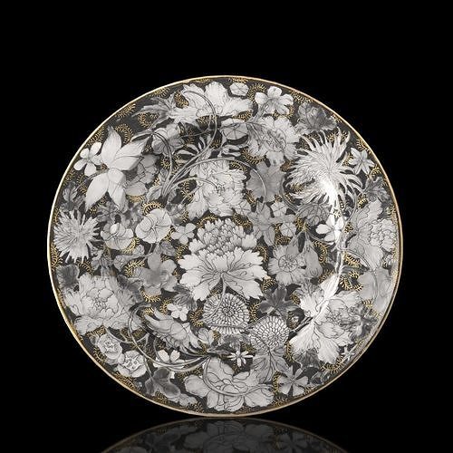 Chinese Guangxu Millefleur Plate BW Low-poly 3D model