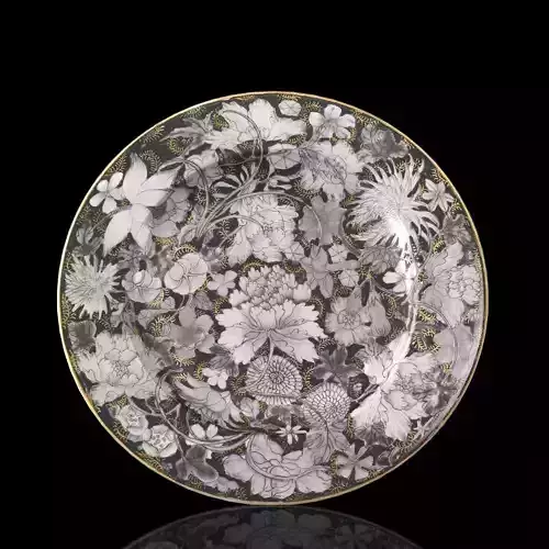 Chinese Guangxu Millefleur Plate BW Low-poly 3D model