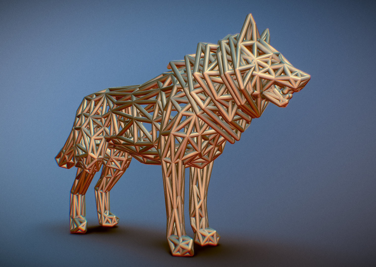 White Wolf Standing 3D print model_12