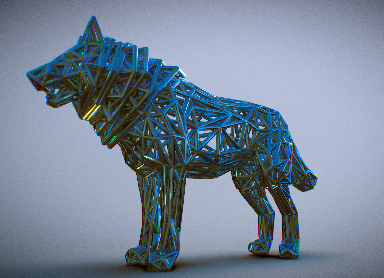 White Wolf Standing 3D print model_2