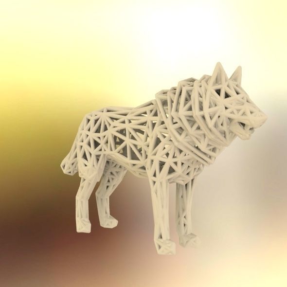 White Wolf Standing 3D print model_64