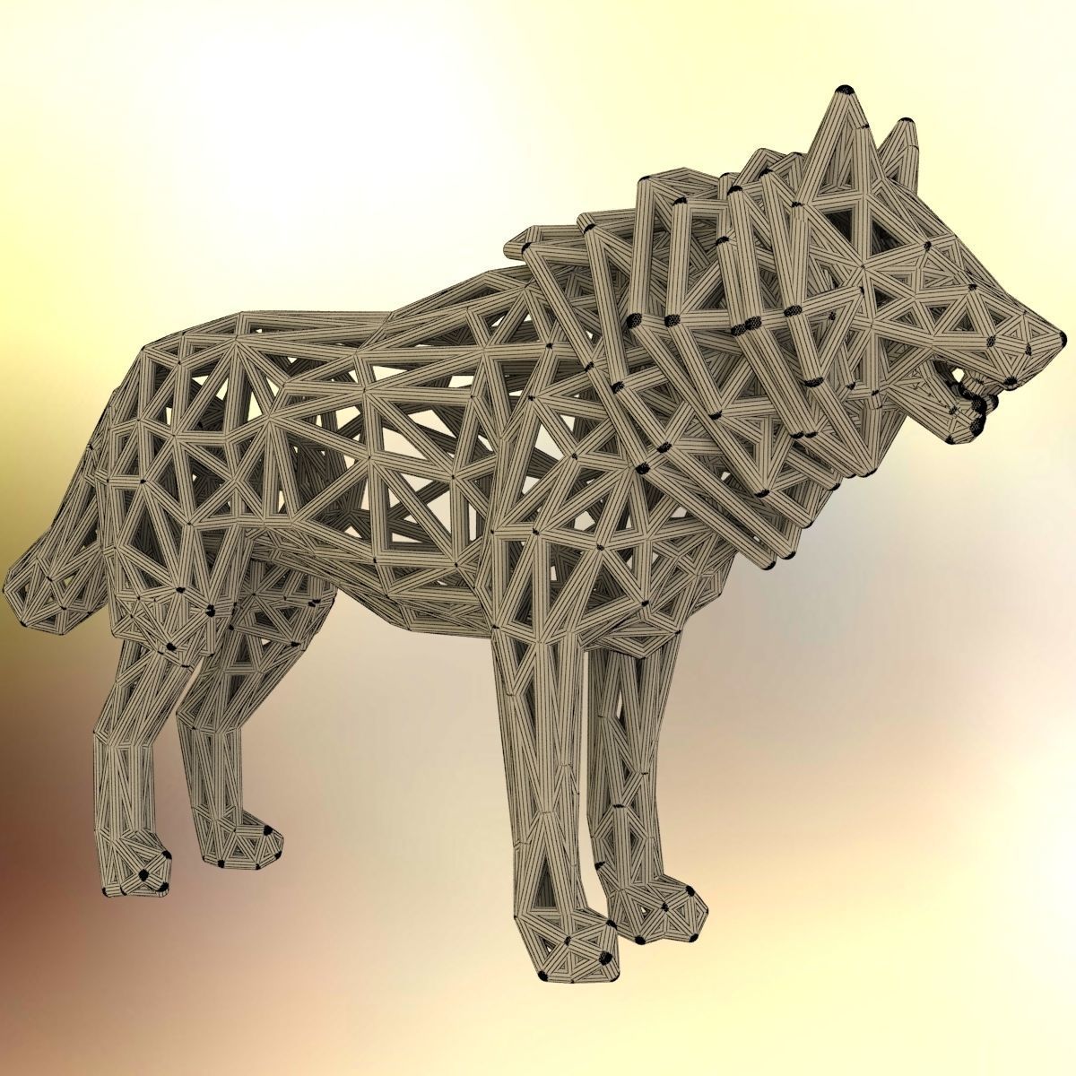 White Wolf Standing 3D print model_15