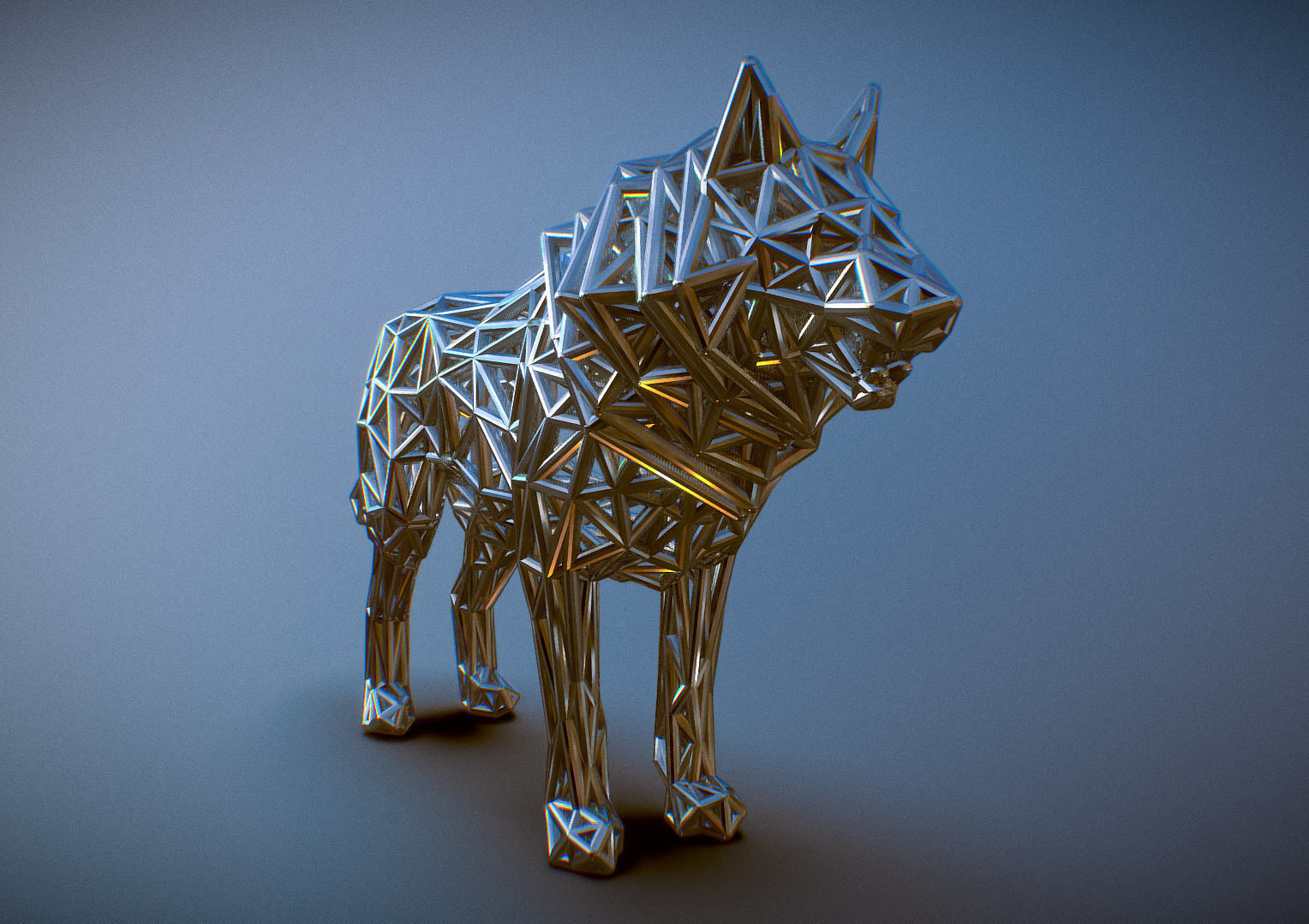 White Wolf Standing 3D print model_69