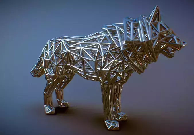White Wolf Standing 3D print model