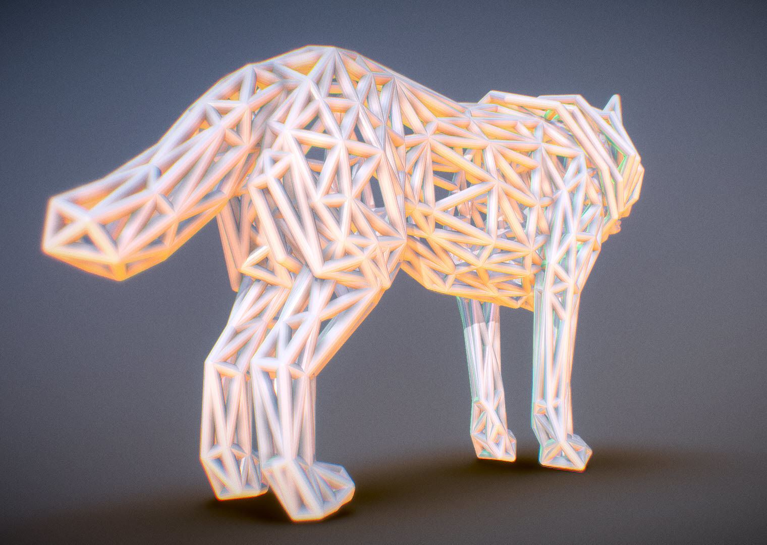 White Wolf Standing 3D print model_8
