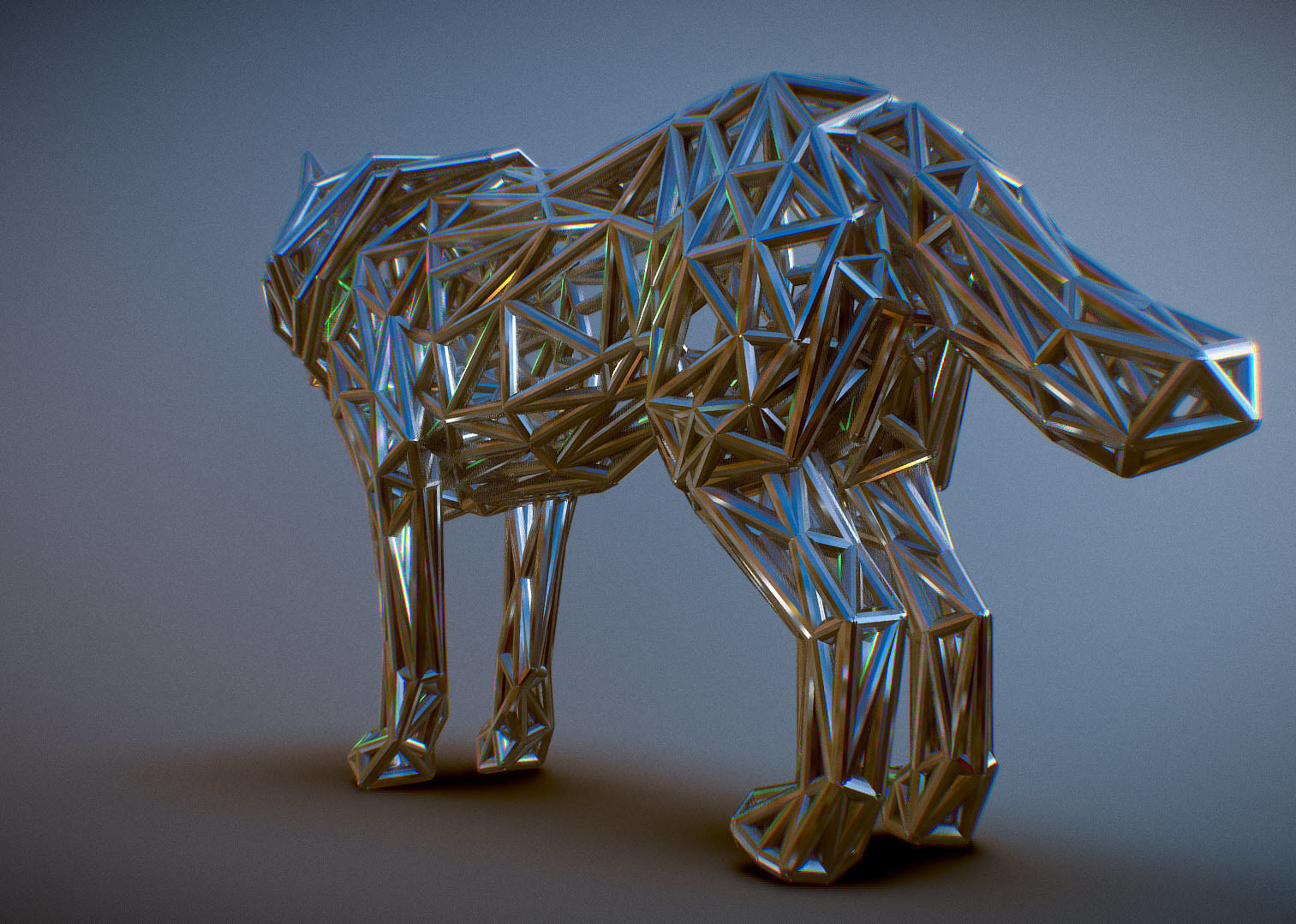 White Wolf Standing 3D print model_68