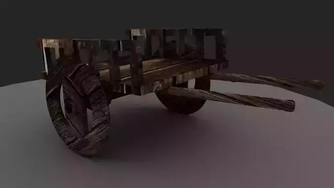 cart 3d model wooden Low-poly 3D model