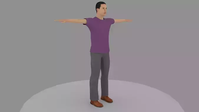 Character with facial rig uv unwraped texture material 