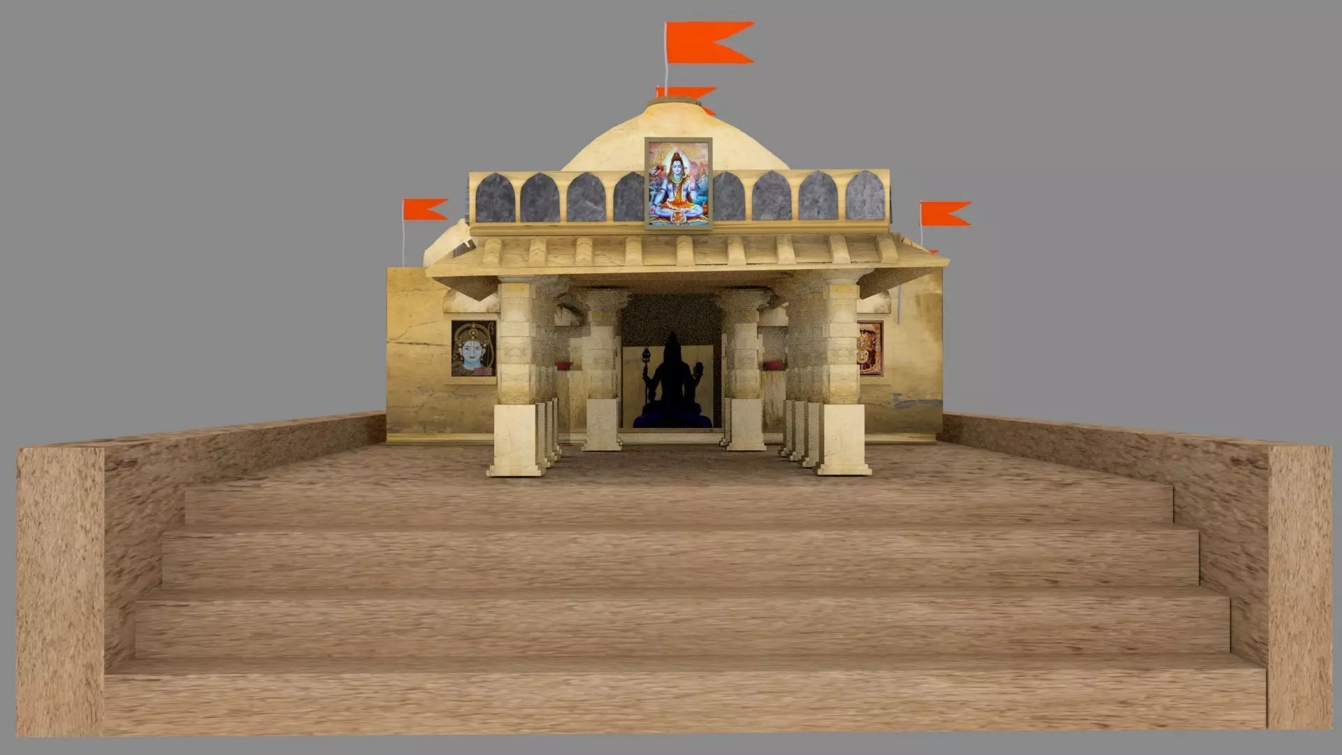 Temple 3d model lowpoly fbx obj mb ma game ready texture Low-poly 3D model