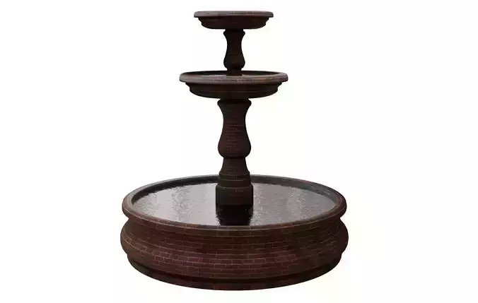 Fountain three tier with water on top Low-poly 3D model