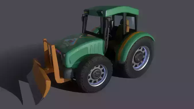Asset - Cartoons - Car - Bulldozer - 3D Model 
