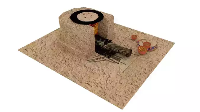 stove village lowpoly fbx obj mb ma uv unwaraping  texture 