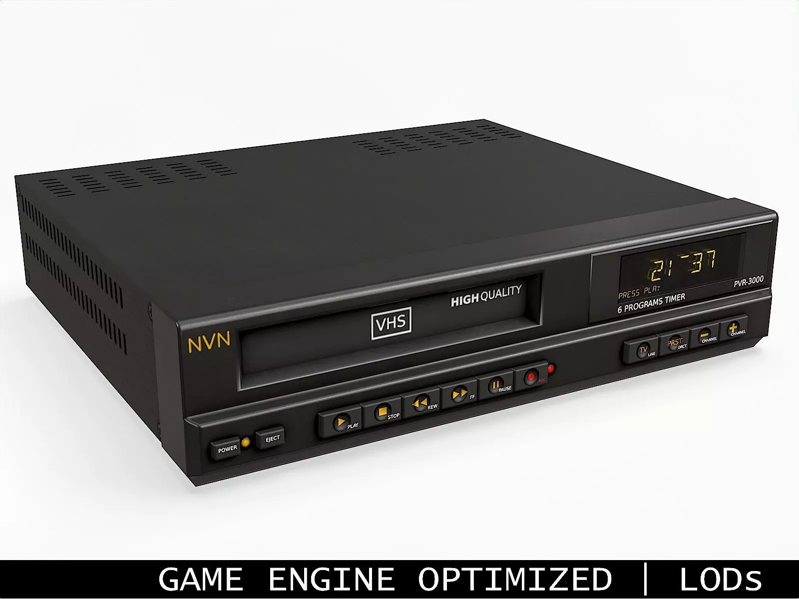 Game-ready Vintage VHS Recorder Low-poly 3D model_0