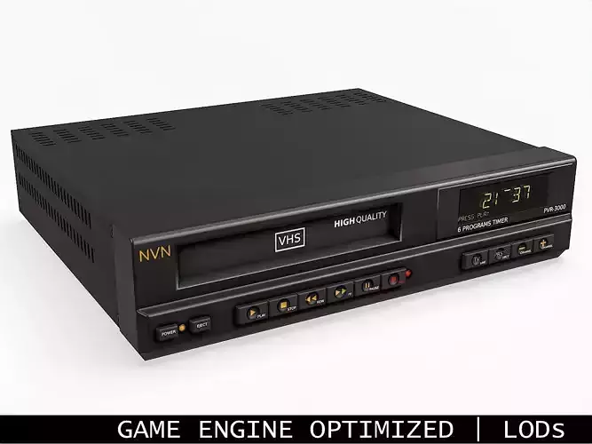 Game-ready Vintage VHS Recorder Low-poly 3D model