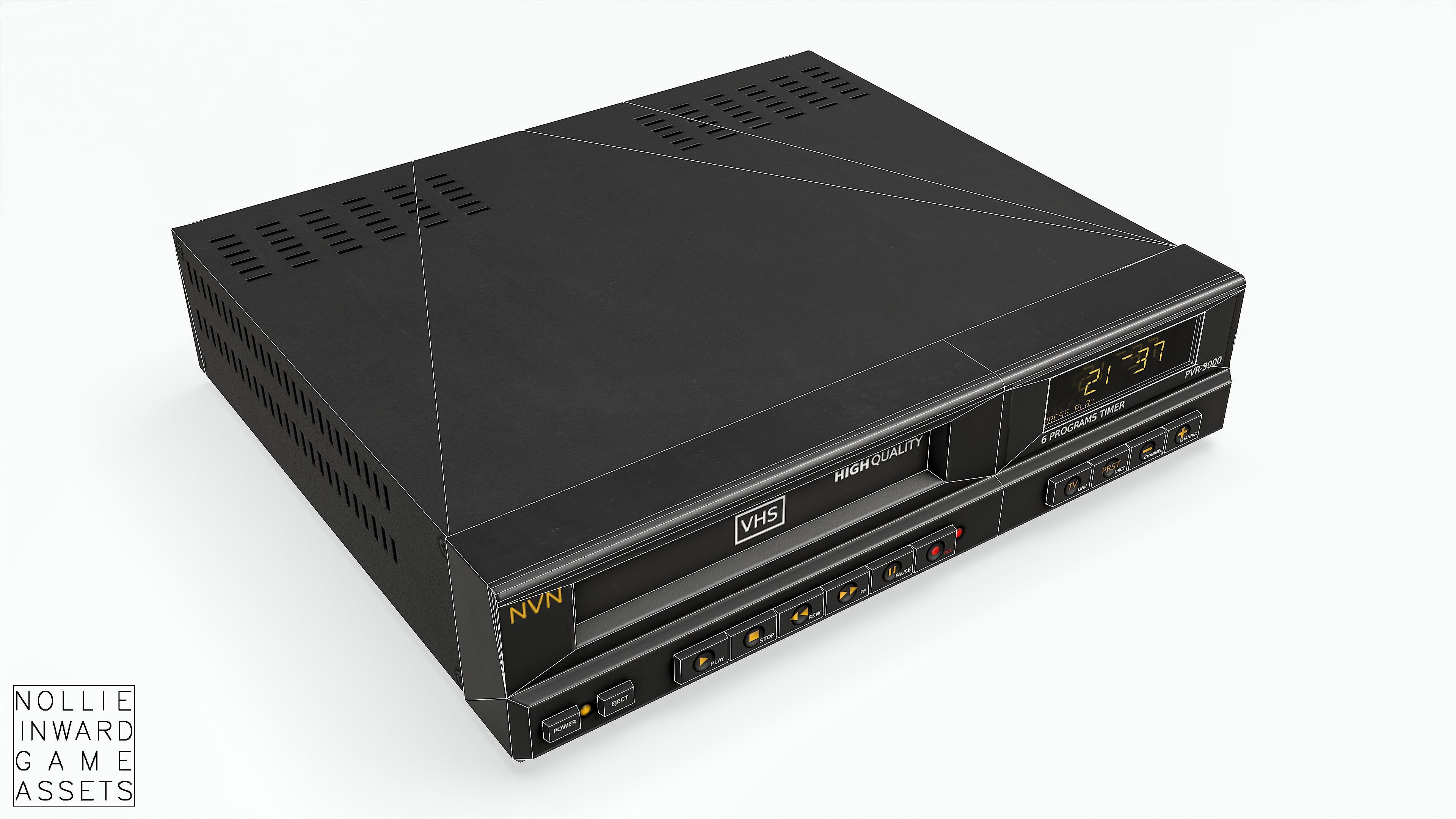 Game-ready Vintage VHS Recorder Low-poly 3D model_9