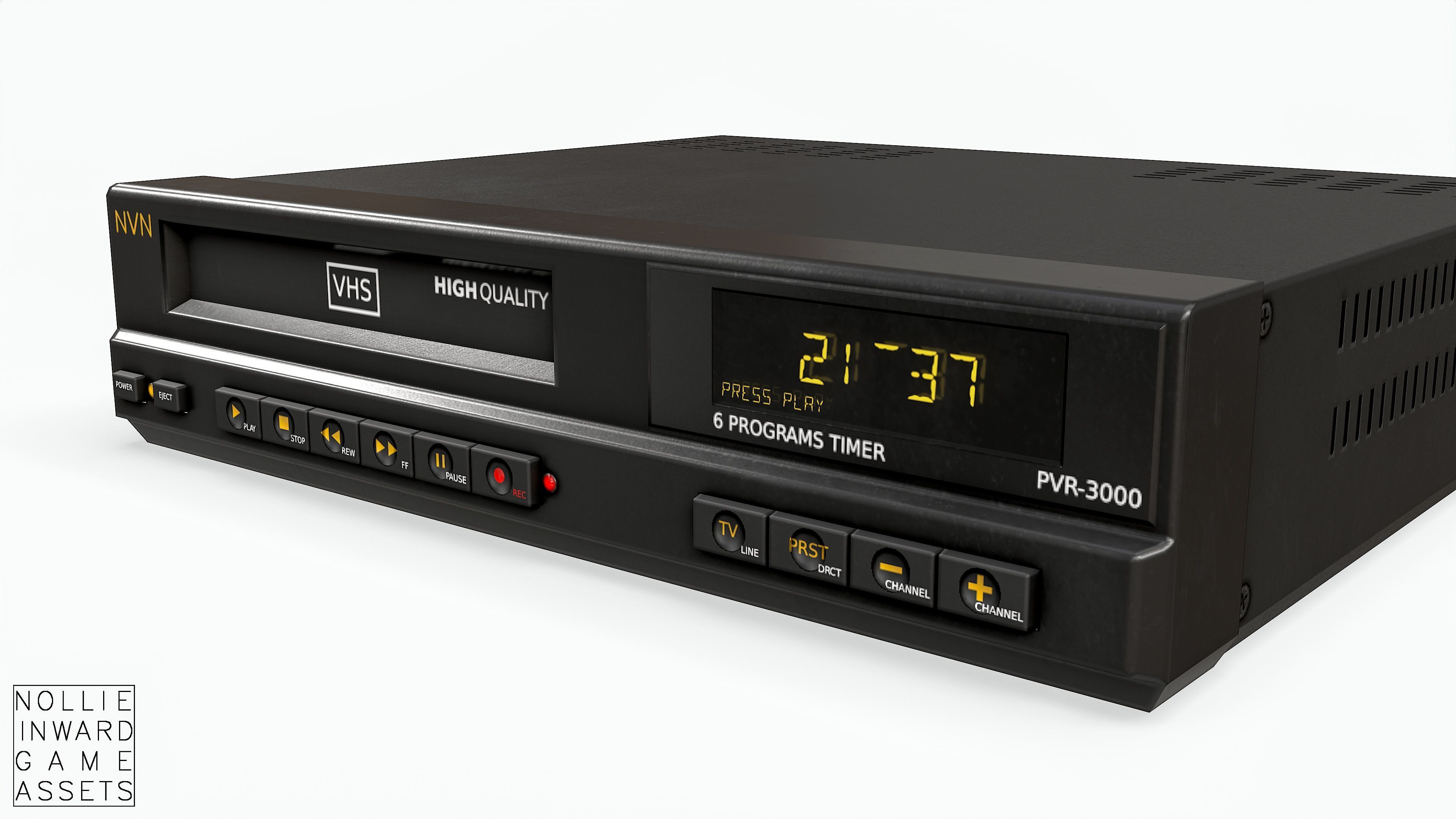 Game-ready Vintage VHS Recorder Low-poly 3D model_8