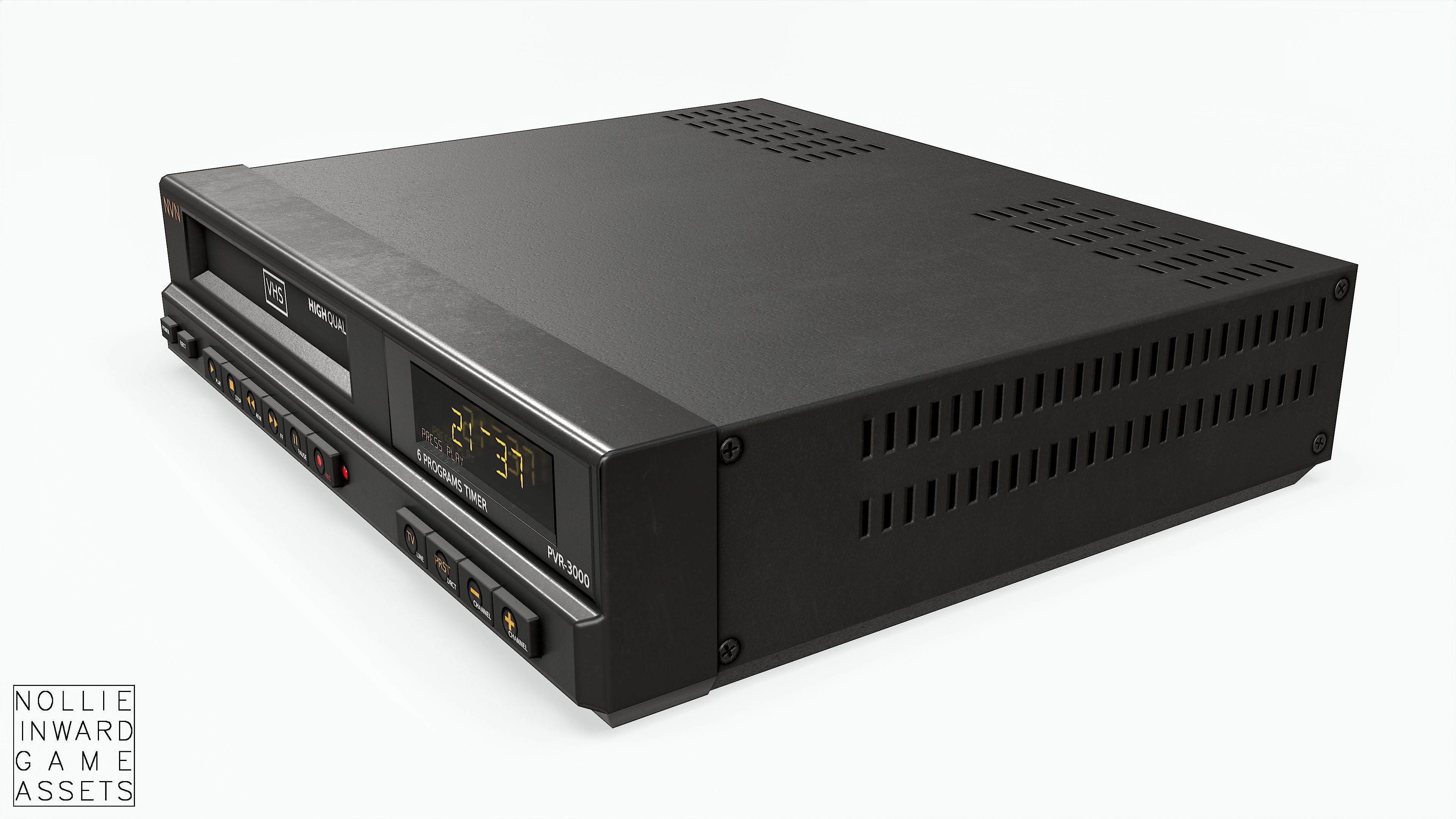 Game-ready Vintage VHS Recorder Low-poly 3D model_4