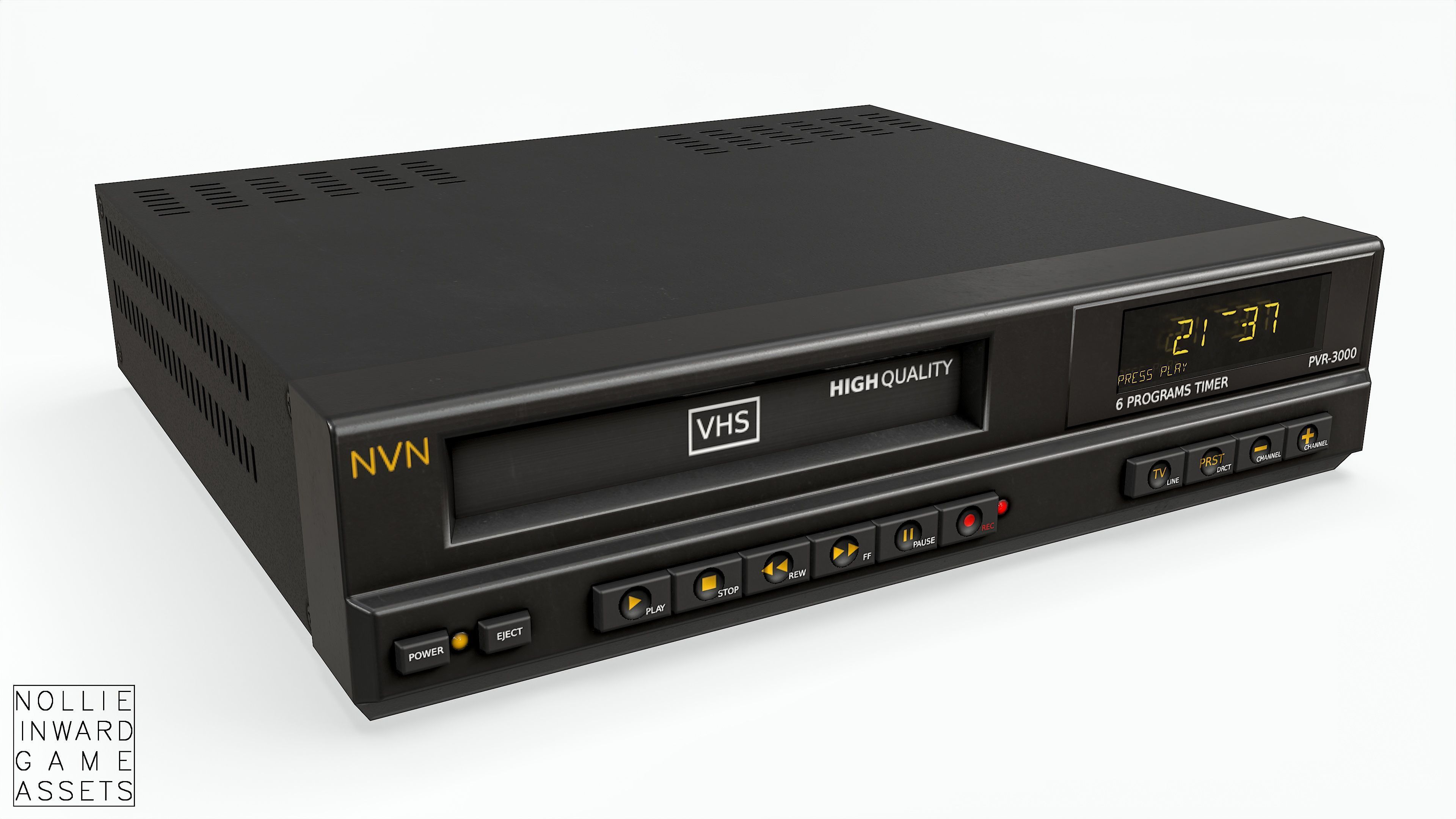 Game-ready Vintage VHS Recorder Low-poly 3D model_2