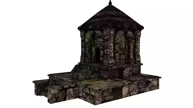 temple sharda lowpoly obj fbx mb ma uvunwarapping for game vr 
