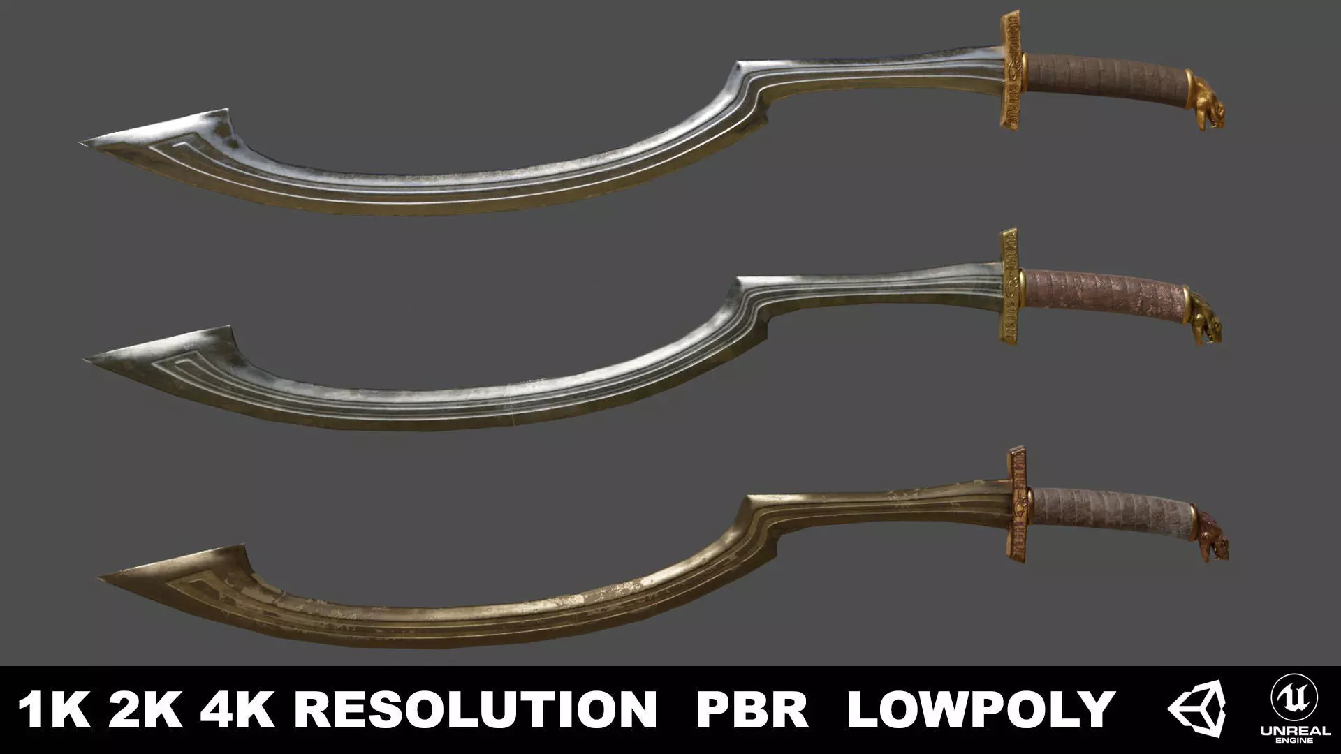 Khopesh sword Low-poly 3D model_0