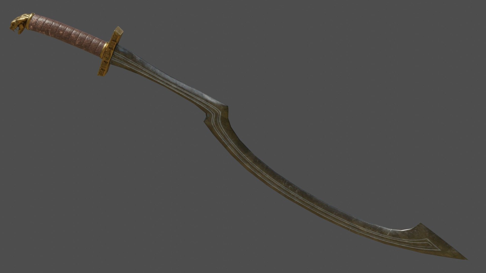 Khopesh sword Low-poly 3D model_6
