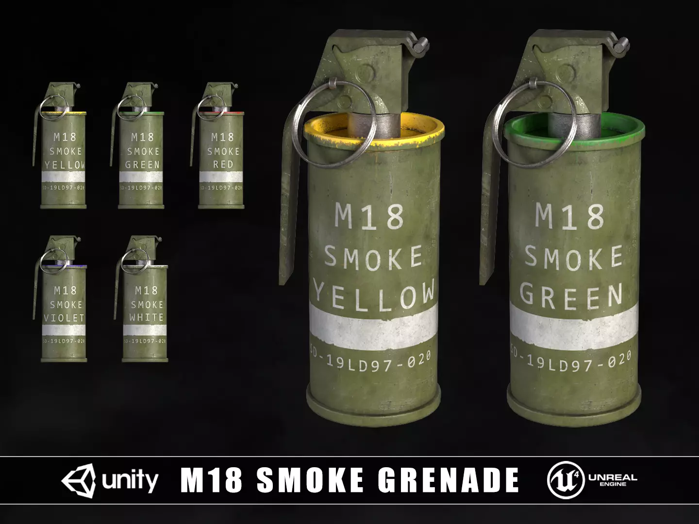 M18 Smoke Grenade Low-poly 3D model_0