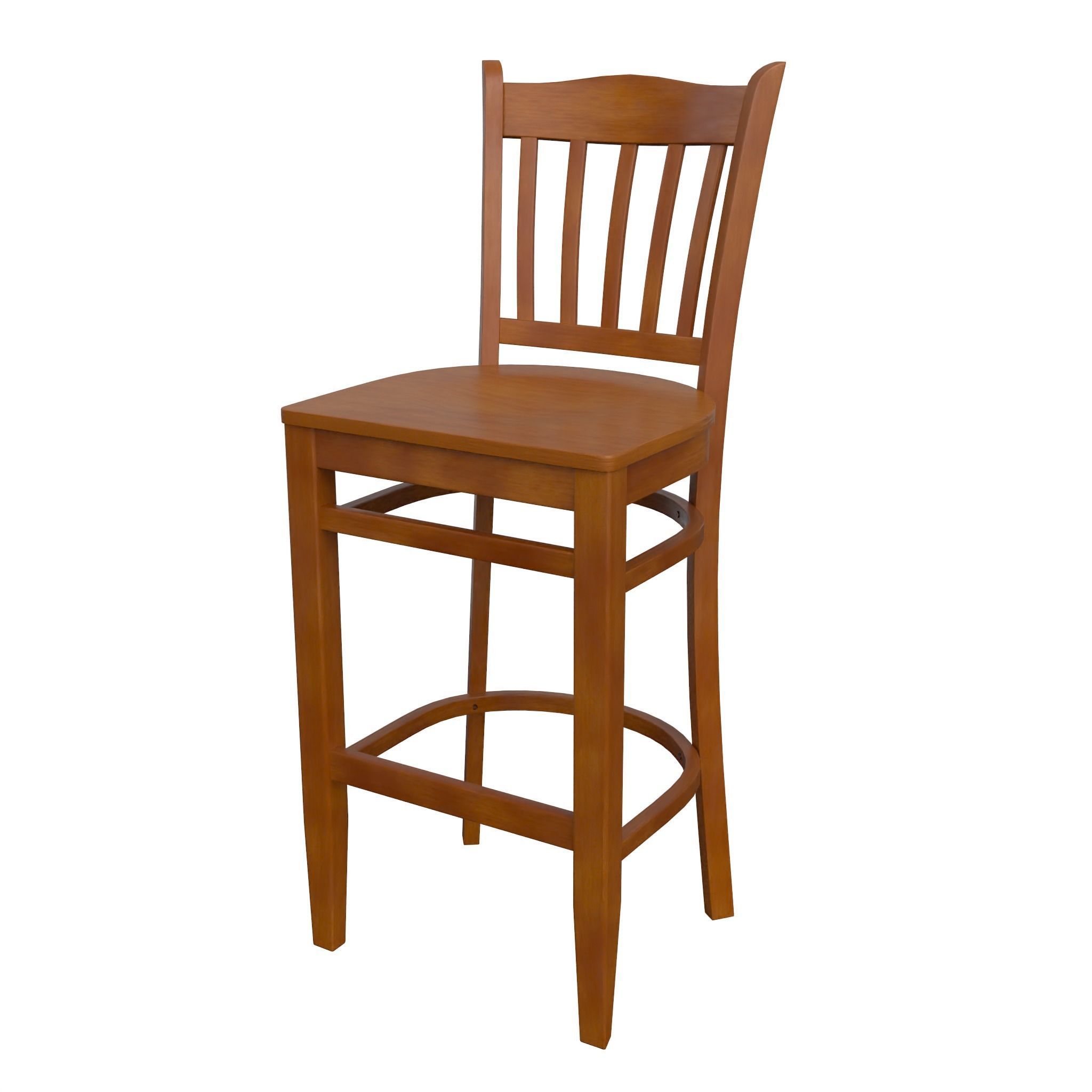 Chair-24 wooden bar stool Low-poly 3D model_9