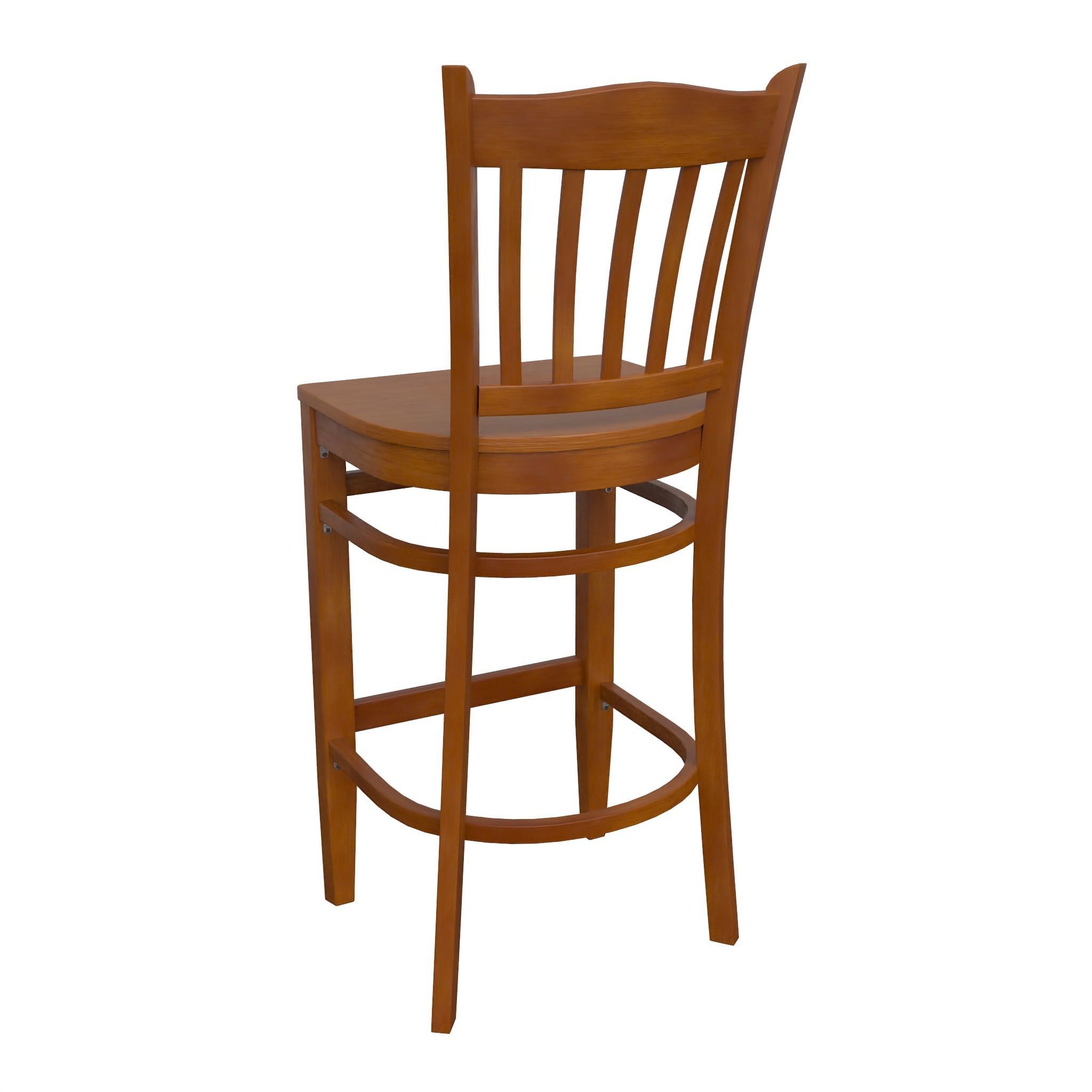 Chair-24 wooden bar stool Low-poly 3D model_6