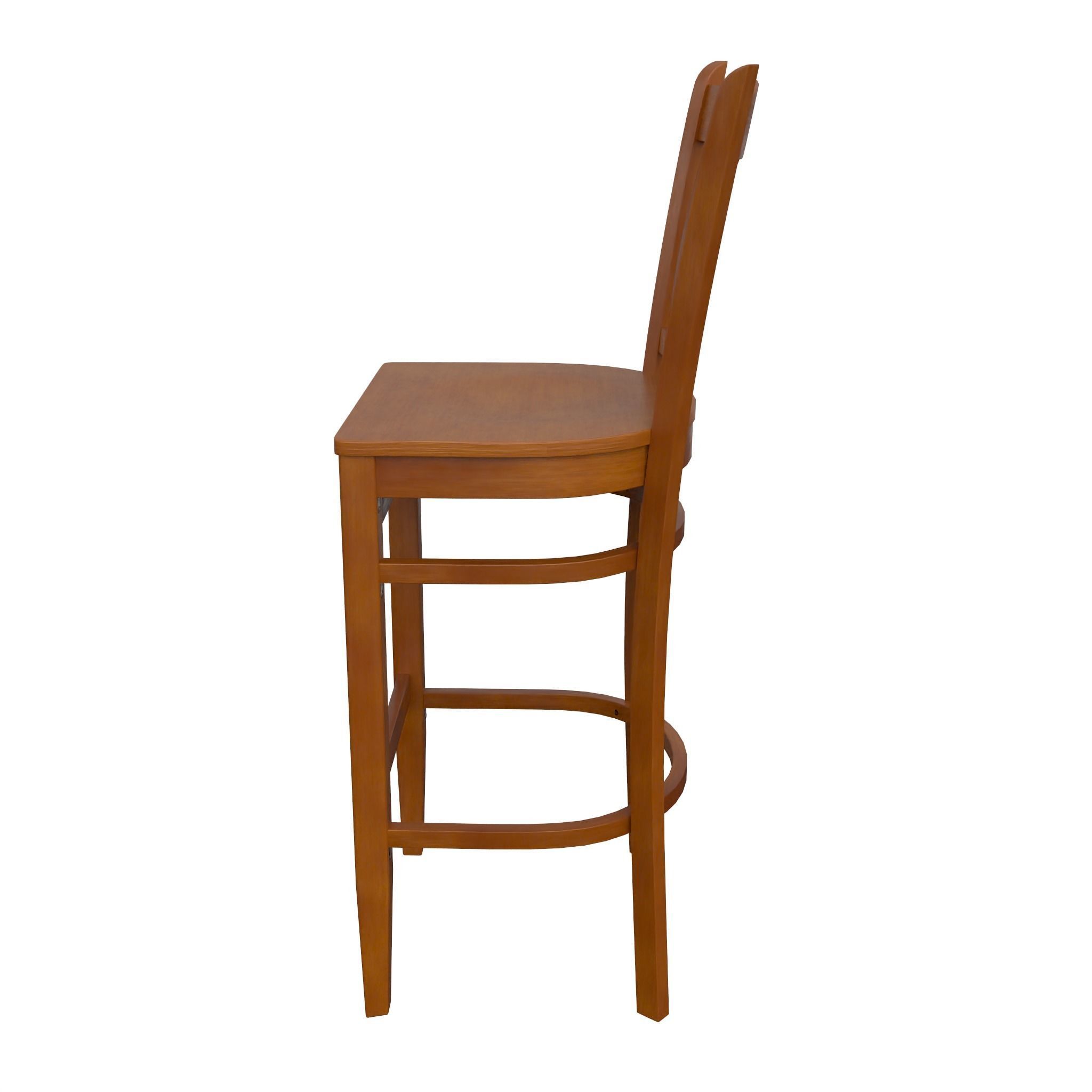 Chair-24 wooden bar stool Low-poly 3D model_8