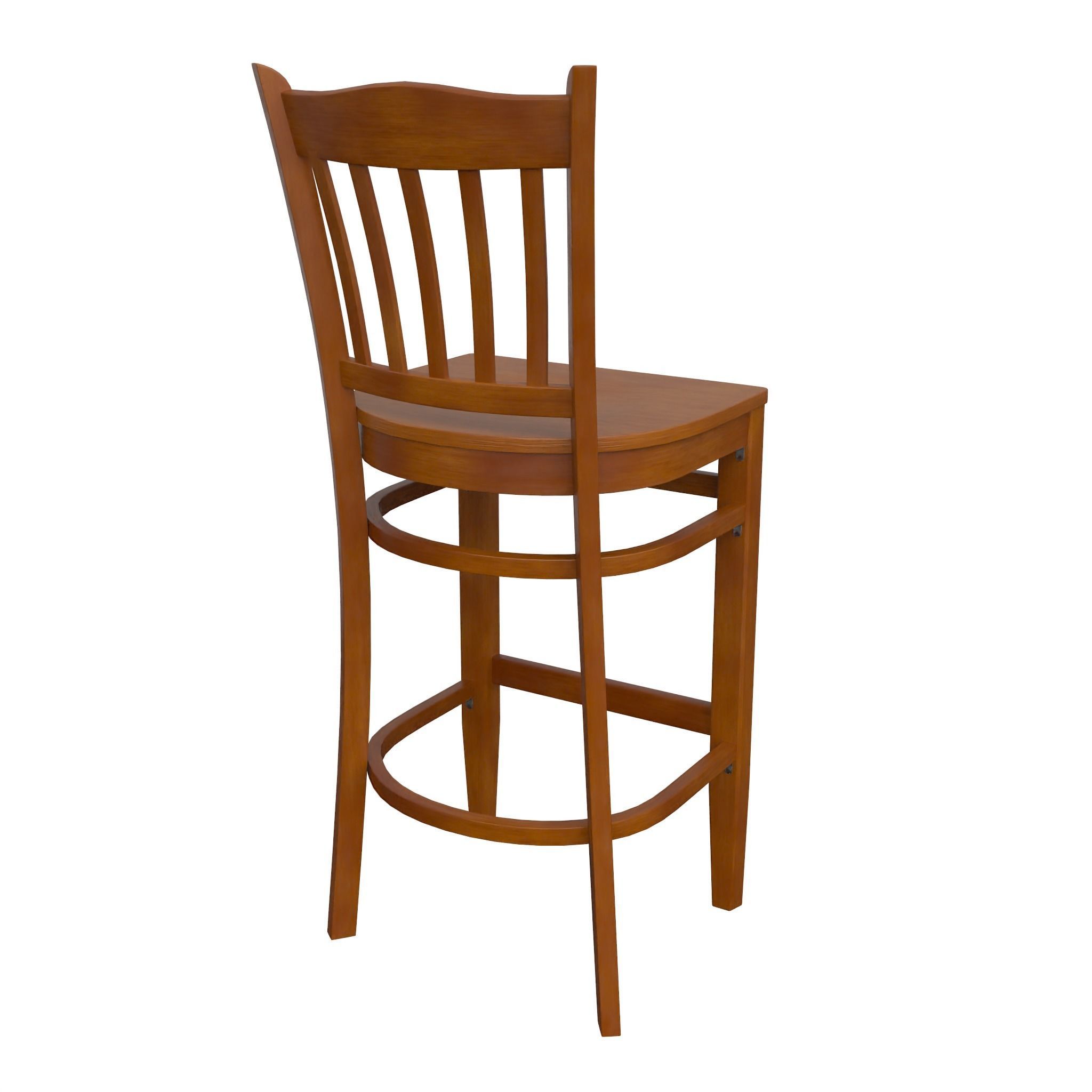 Chair-24 wooden bar stool Low-poly 3D model_5