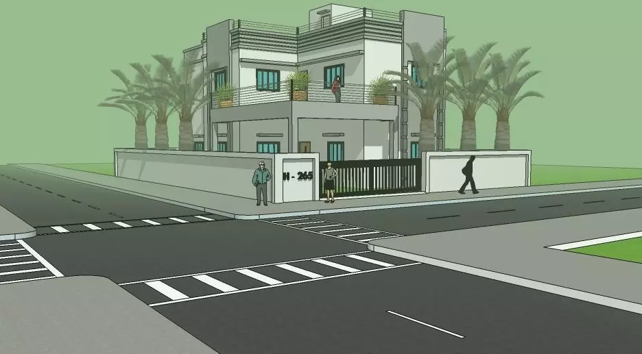 3DHOME house on corner of street 3D model
