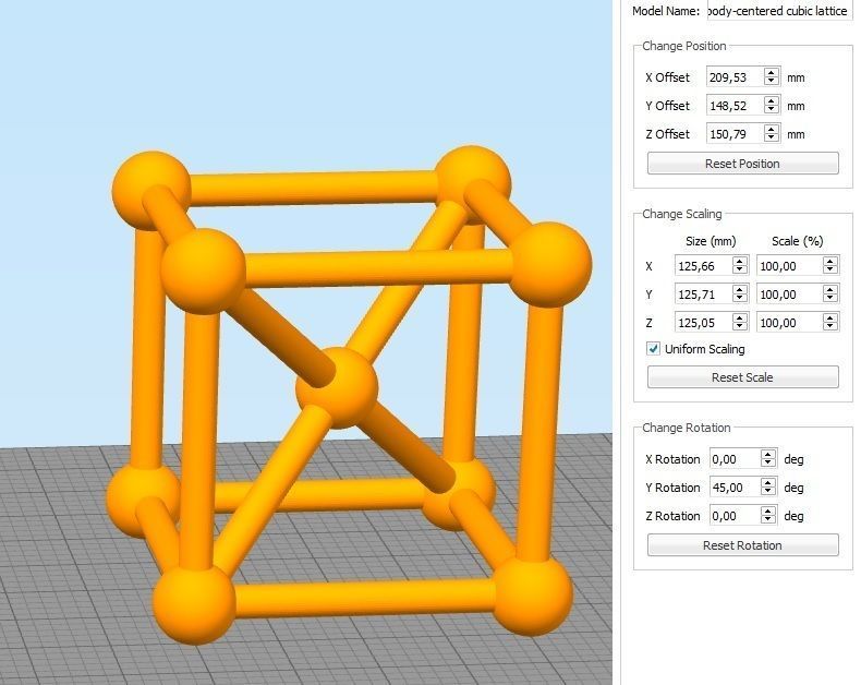 Crystal lattices of metals 3D print model_9