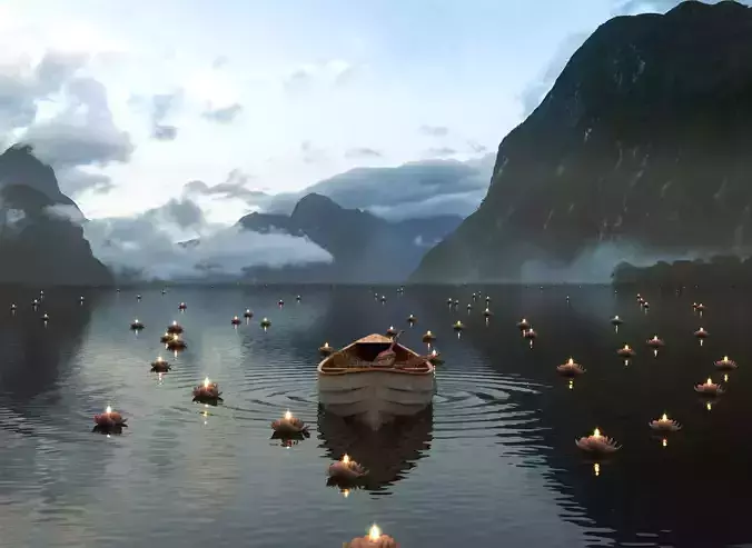 Boat and River 3D model
