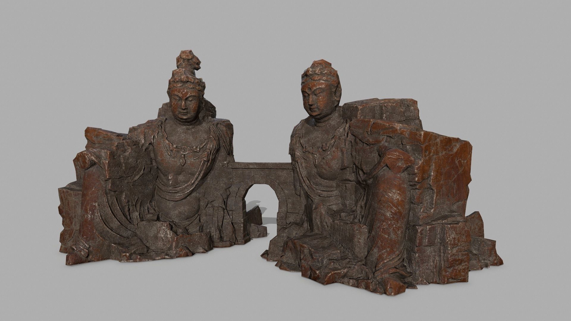 rock buddha gate Low-poly 3D model_9