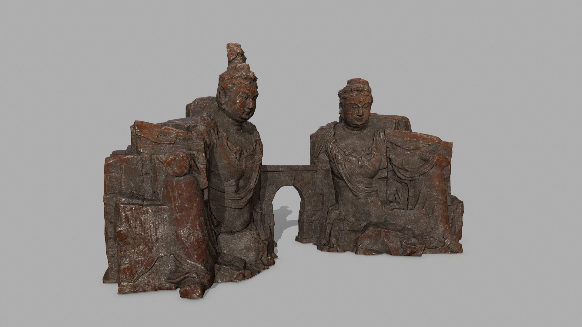 rock buddha gate Low-poly 3D model_1