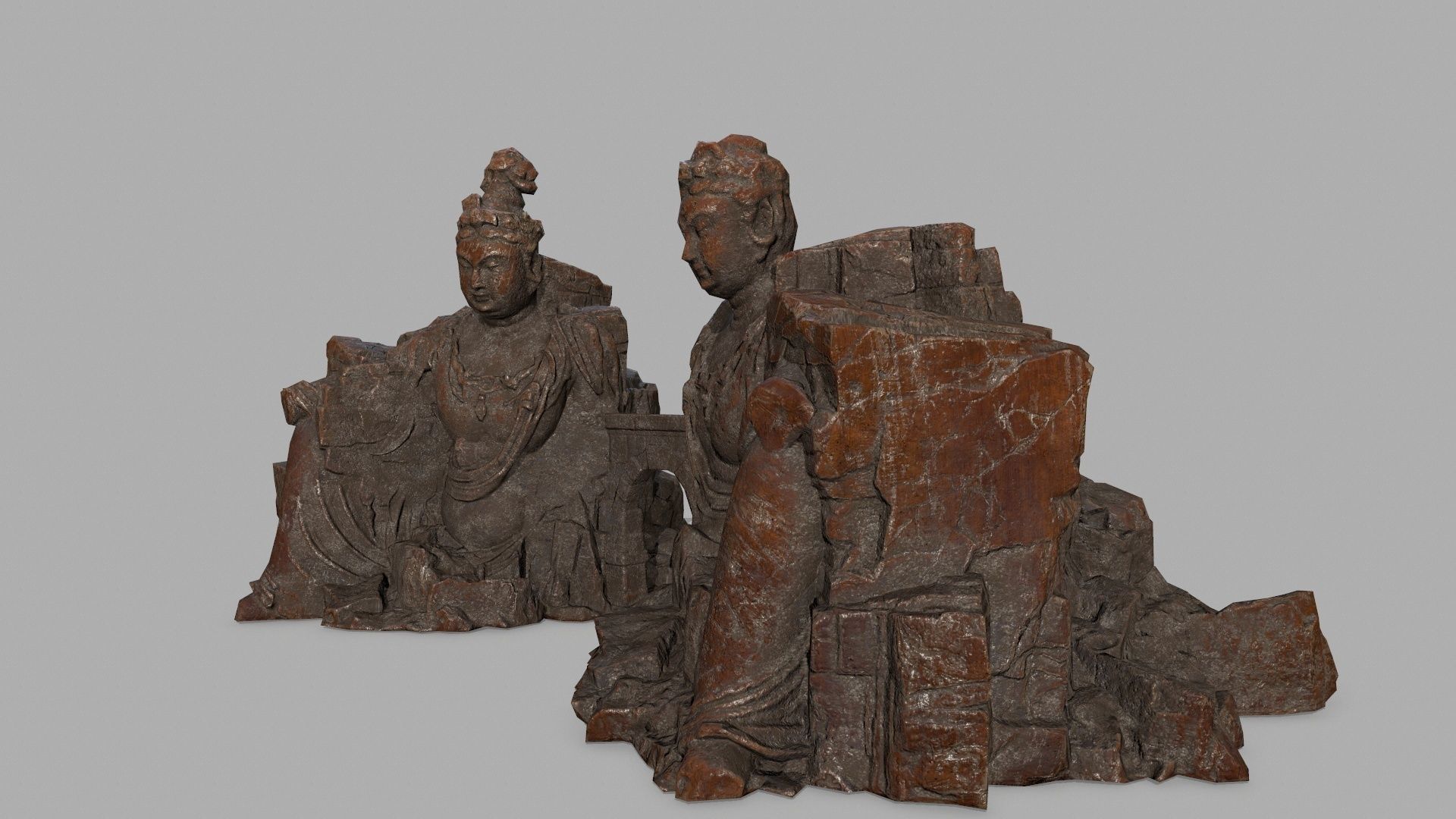 rock buddha gate Low-poly 3D model_8