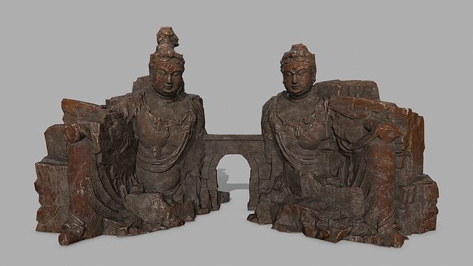 rock buddha gate Low-poly 3D model