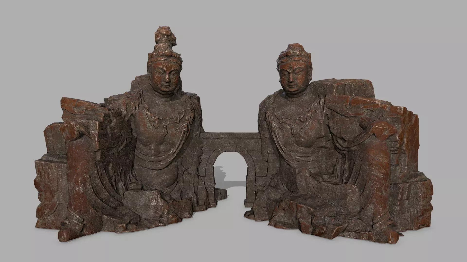 rock buddha gate Low-poly 3D model_0