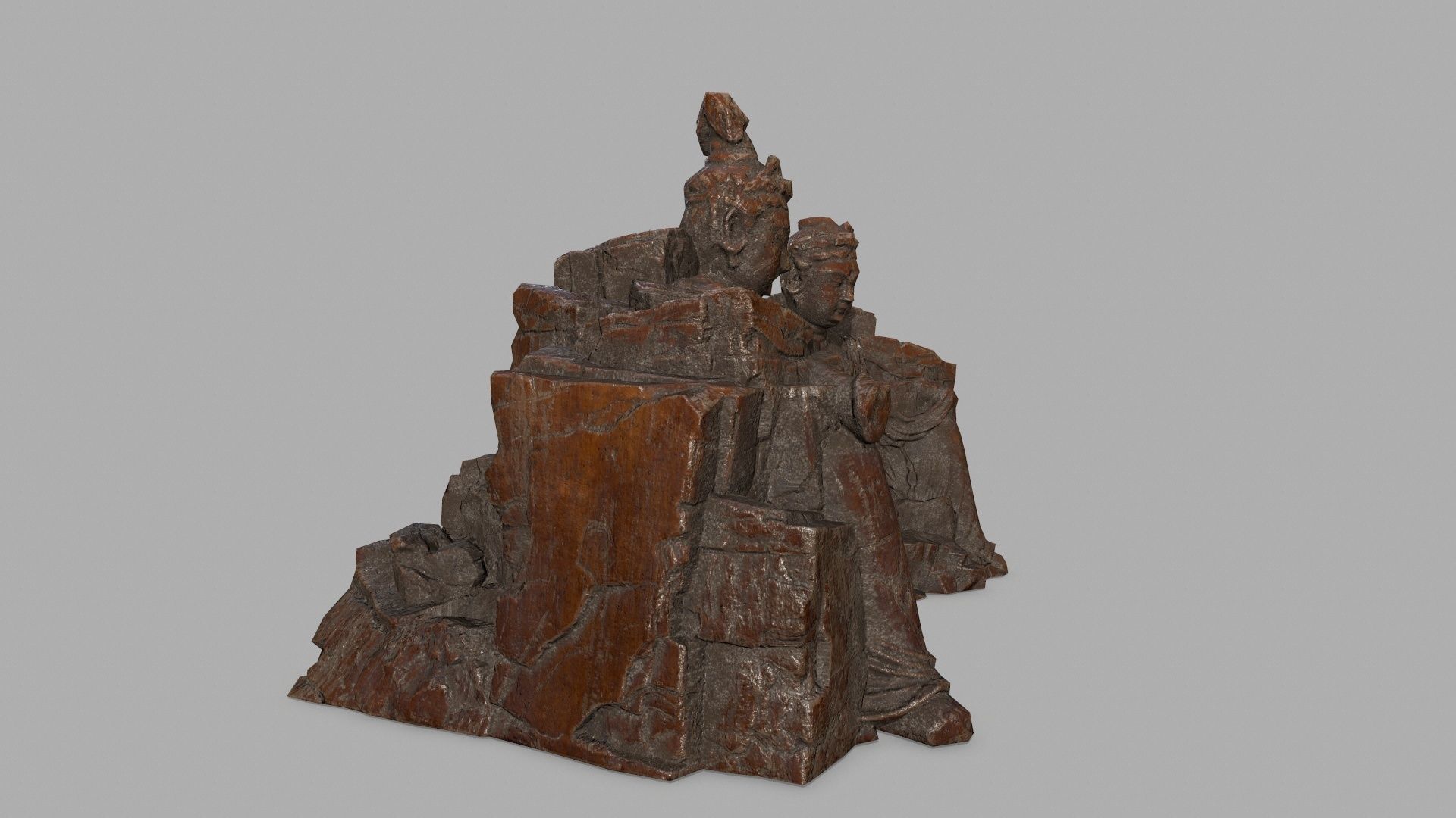 rock buddha gate Low-poly 3D model_2