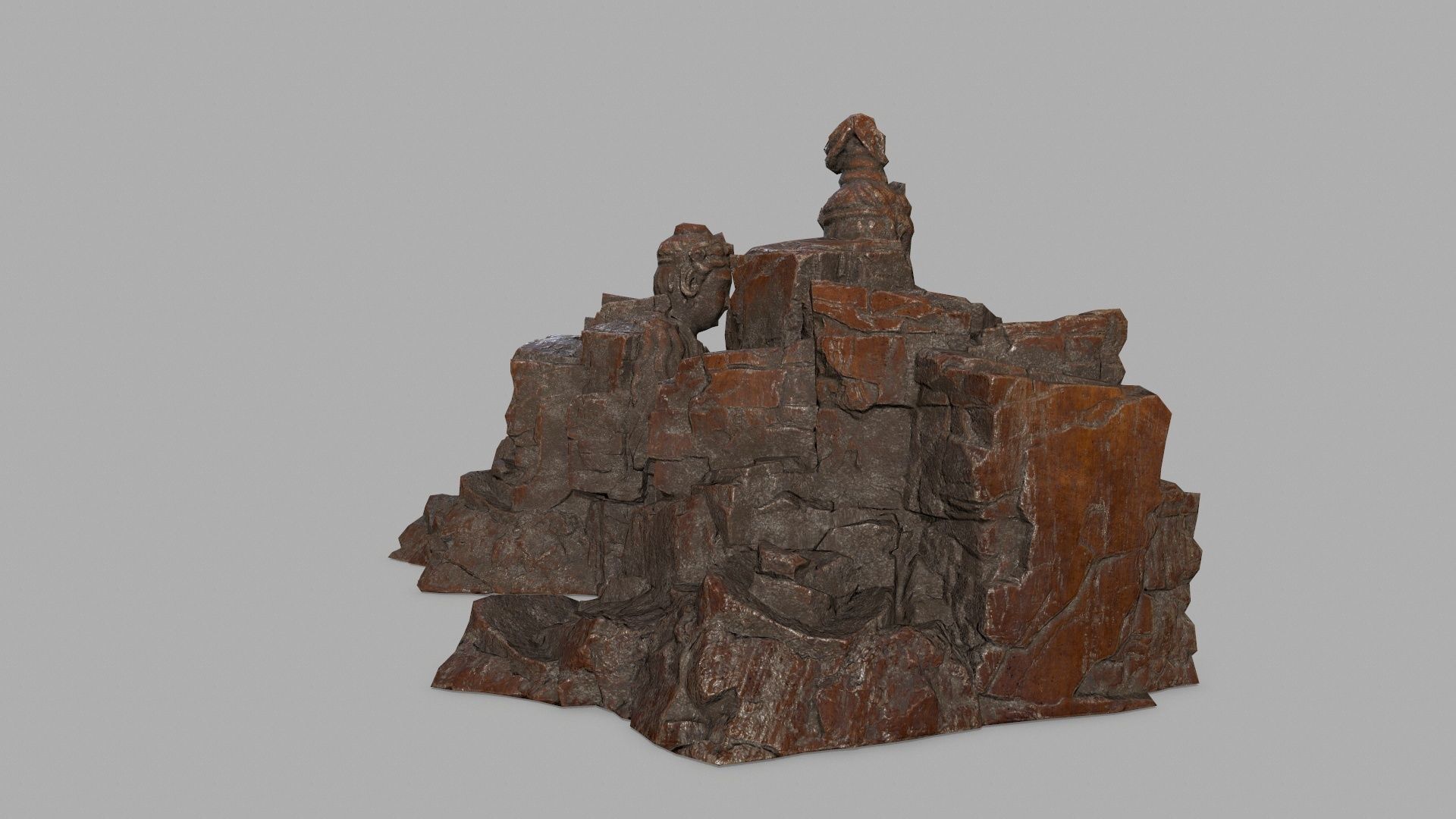 rock buddha gate Low-poly 3D model_3
