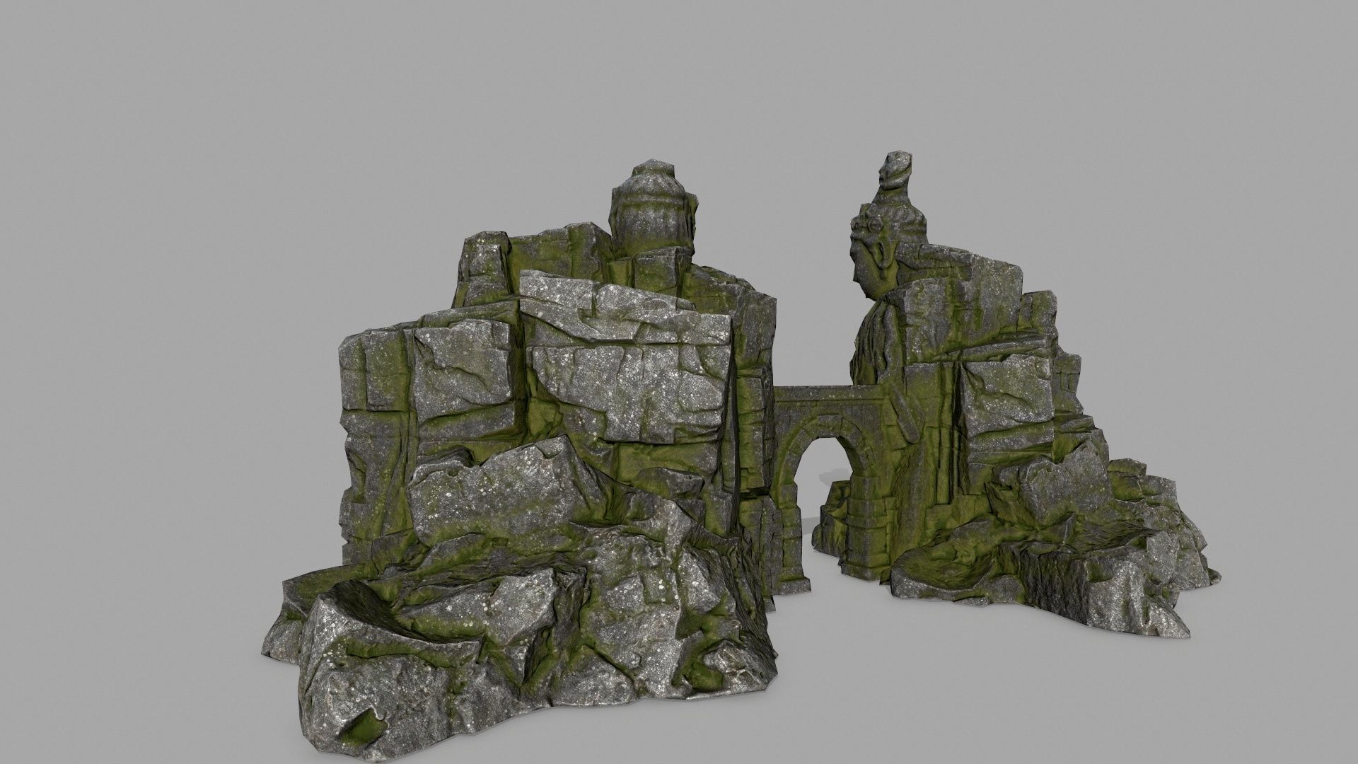 buddha rock gate Low-poly 3D model_7