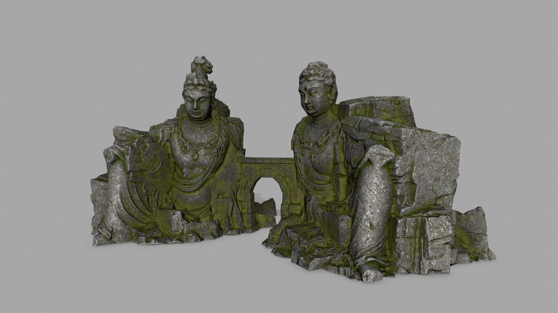 buddha rock gate Low-poly 3D model_10